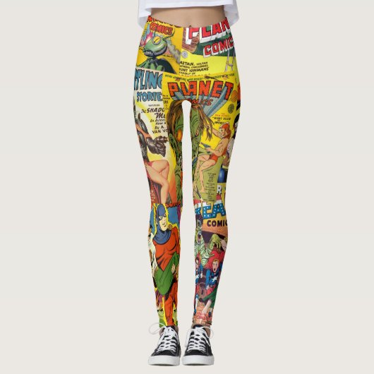 Retro Comicabdeckung Leggings (Vorderseite)