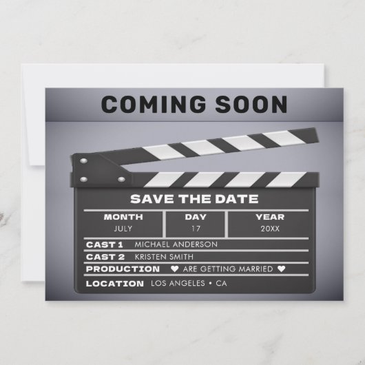 Retro Comon Movie Film Clap Board Hochzeit Save The Date (Vorderseite)