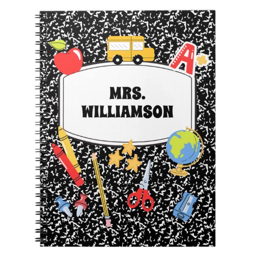 Retro Composition Notebook Back to School Notizblock (Vorderseite)