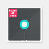 Retro-Computer-Diskette| Blau und Rot Nostalgisch Serviette (Vorderseite)