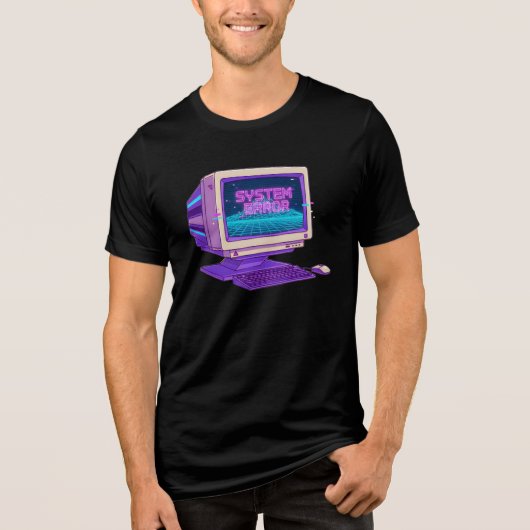 Retro Computer Glitch System Error Tech Graphic Tri-Blend Shirt (Vorderseite)