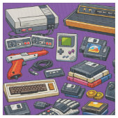 Retro-Computerspiel-Zubehör-Muster aus den 1980er Stoff (Nahaufnahme)