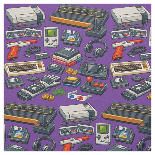 Retro-Computerspiel-Zubehör-Muster aus den 1980er Stoff (Muster)