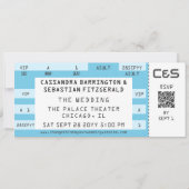 Retro Concert Ticket All-in-One Blue Wedding Einladung (Vorderseite)