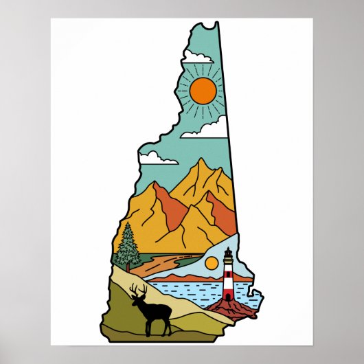 Retro Concord New Hampshire White Mountain Poster (Vorne)