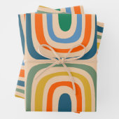 Retro Confaab Boho Abstraktes farbiges Muster Geschenkpapier Set (Beispiel)
