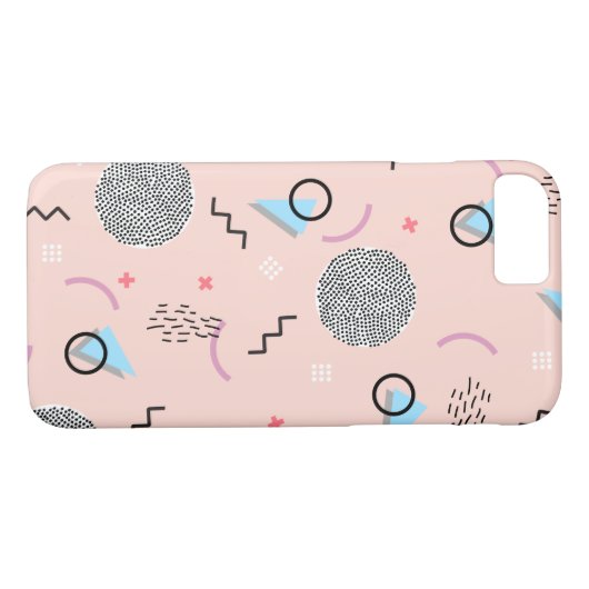 Retro Confetti Memphis Muster Pink Case-Mate iPhone Hülle (Rückseite (Horizontal))