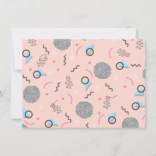 Retro Confetti Memphis Muster Pink Flat Notecard Mitteilungskarte (Rückseite)