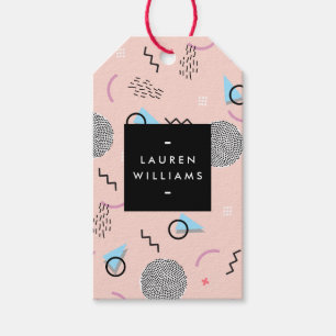 Retro Confetti Memphis Muster Pink Geschenkanhänger