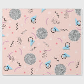 Retro Confetti Memphis Muster Pink Geschenkpapier (Flach)