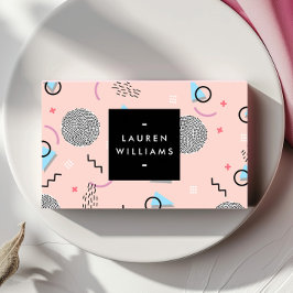 Retro Confetti Memphis Muster Pink Visitenkarte