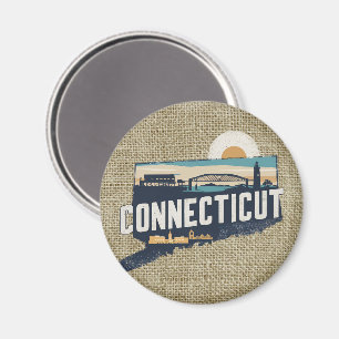 Retro Connecticut-Silhouette Magnet