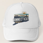 Retro Connecticut-Silhouette Truckerkappe (Vorderseite)