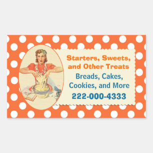 Retro Cook Orange Polka Dot Bäckerei Sticker