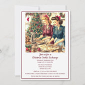 Retro Cookie Exchange Weihnachten Einladung (Vorderseite)