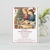 Retro Cookie Exchange Weihnachten Einladung (Stehend Vorderseite)