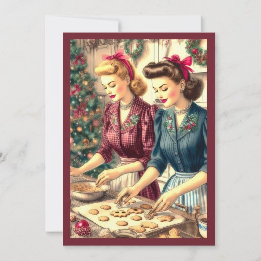 Retro Cookie Exchange Weihnachten Einladung (Rückseite)