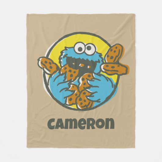 Retro Cookie Monster Fleecedecke (Vorderseite)