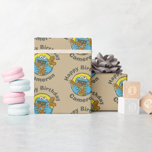 Retro Cookie Monster Geschenkpapier (Babyparty)