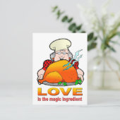 Retro Cooking Design.Liebe ist der magische Zutat. Postkarte (Stehend Vorderseite)