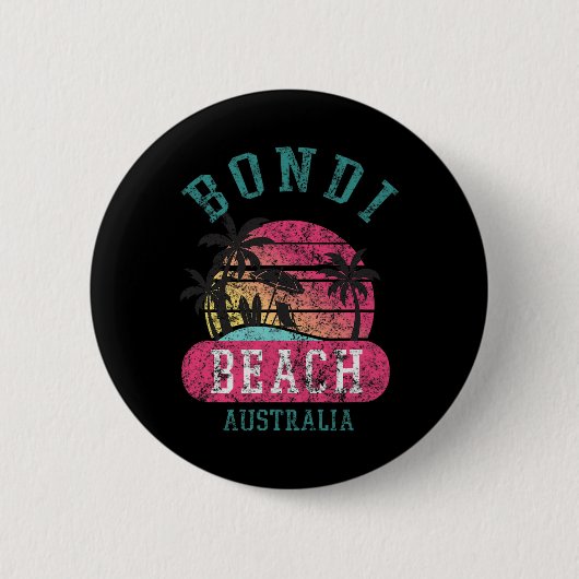 Retro Cool Bondi Beach Australien Strände Not Button (Vorderseite)