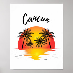 Retro Cool Cancun Original Mexico Strände Sunset N Poster