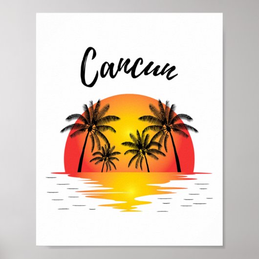 Retro Cool Cancun Original Mexico Strände Sunset N Poster (Vorne)