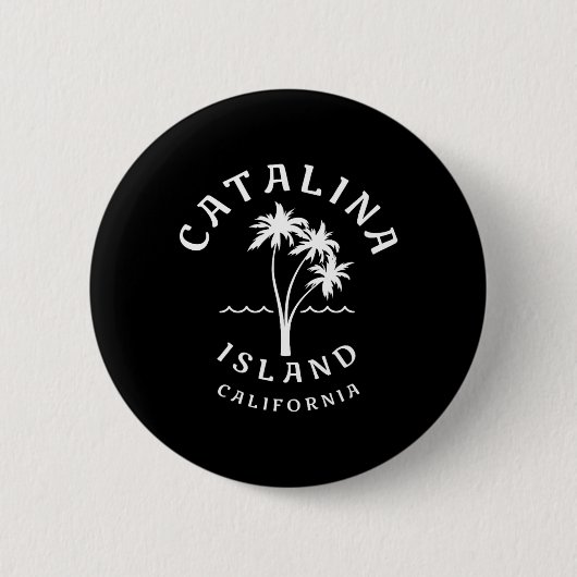 Retro Cool Catalina Island Palme Mens Womens C Button (Vorderseite)