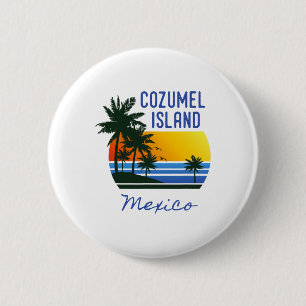 Retro Cool Cozumel Original Mexiko Strände Frauen Button