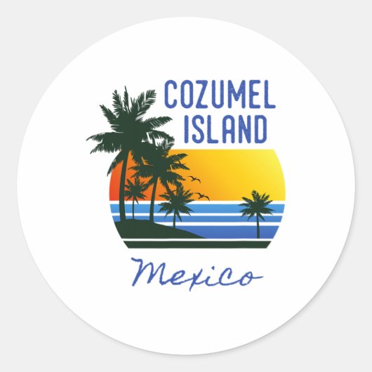 Retro Cool Cozumel Original Mexiko Strände Frauen Runder Aufkleber (Vorderseite)