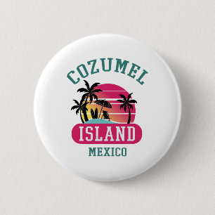 Retro Cool Cozumel Original Mexiko Strände Sunset Button