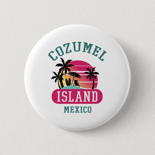 Retro Cool Cozumel Original Mexiko Strände Sunset Button (Vorderseite)