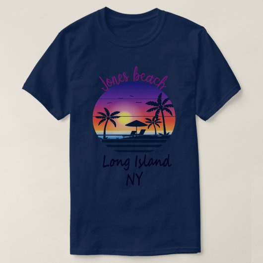 Retro Cool Jones Beach Long Island New York Sunset T-Shirt (Design vorne)