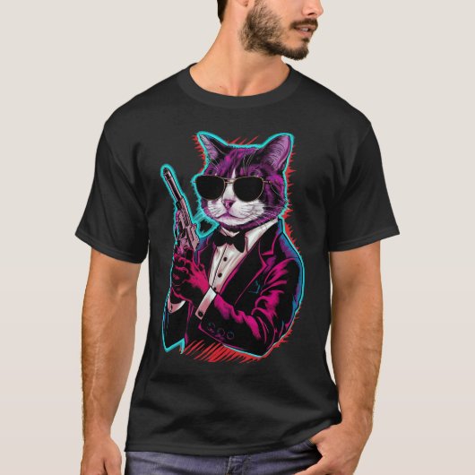 Retro Cool Katzenspy T-Shirt (Vorderseite)