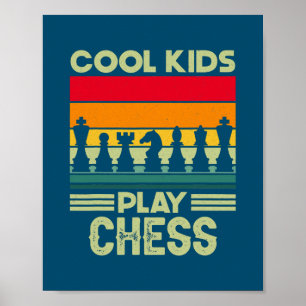 Retro Cool Kids spielen Schach Checkmate Schach Poster