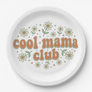 Retro Cool Mama Club Groovy Daisy Muttertag App Pappteller