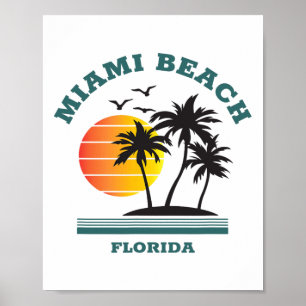 Retro Cool Miami Beach Mens Womens Florida Beach Poster