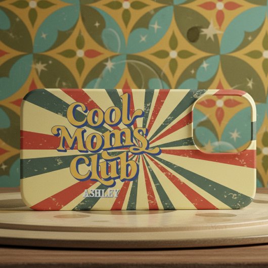 Retro Cool Moms Club Sunburst Vintage Typography iPhone Hülle