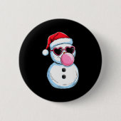 Retro Cool Snowman With Sungles Christmas Blowing Button (Vorderseite)