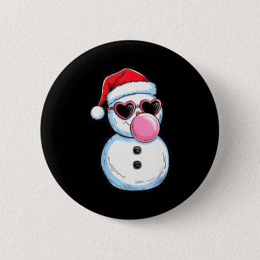 Retro Cool Snowman With Sungles Christmas Blowing Button (Vorderseite)