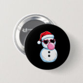 Retro Cool Snowman With Sungles Christmas Blowing Button (Vorne & Hinten)