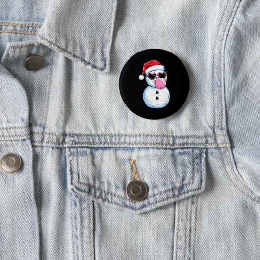 Retro Cool Snowman With Sungles Christmas Blowing Button (Beispiel)