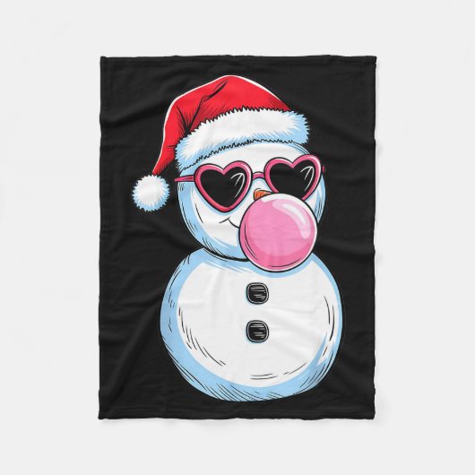 Retro Cool Snowman With Sungles Christmas Blowing Fleecedecke (Vorderseite)