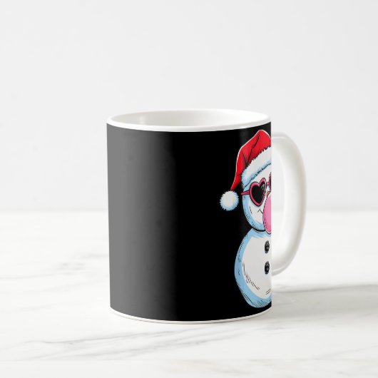 Retro Cool Snowman With Sungles Christmas Blowing Kaffeetasse (VorderseiteRechts)