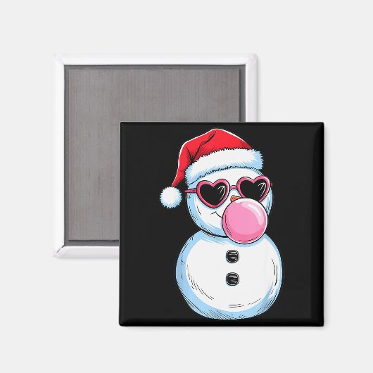 Retro Cool Snowman With Sungles Christmas Blowing Magnet (Vorderseite/Rückseite)