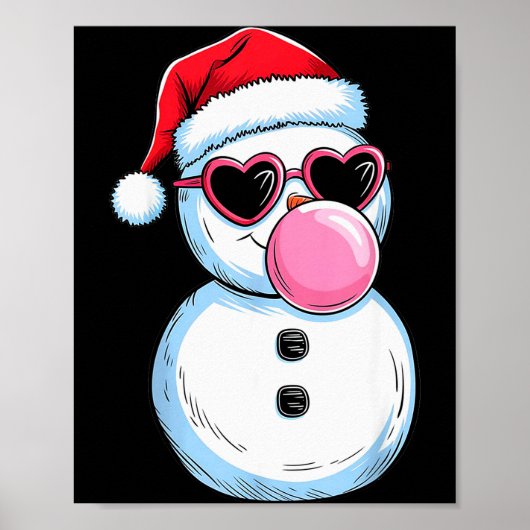Retro Cool Snowman With Sungles Christmas Blowing Poster (Vorne)