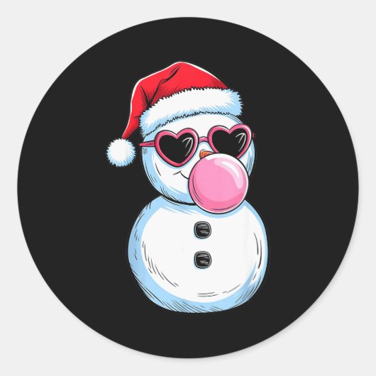 Retro Cool Snowman With Sungles Christmas Blowing Runder Aufkleber (Vorderseite)