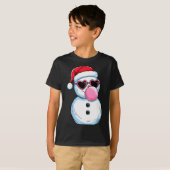 Retro Cool Snowman With Sungles Christmas Blowing  T-Shirt (Vorne ganz)