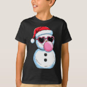 Retro Cool Snowman With Sungles Christmas Blowing T-Shirt (Vorderseite)