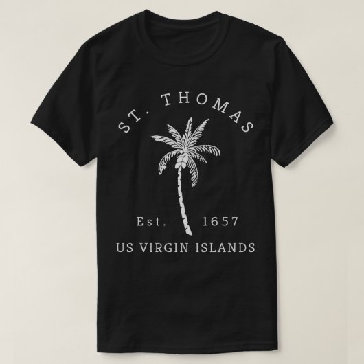 Retro Cool St Thomas USVI Beach Palm Tree Novelty T-Shirt (Design vorne)